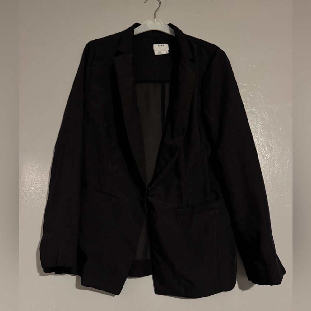 DKNY Black Blazer Sheer Back Size 6 Regular w/ Pockets